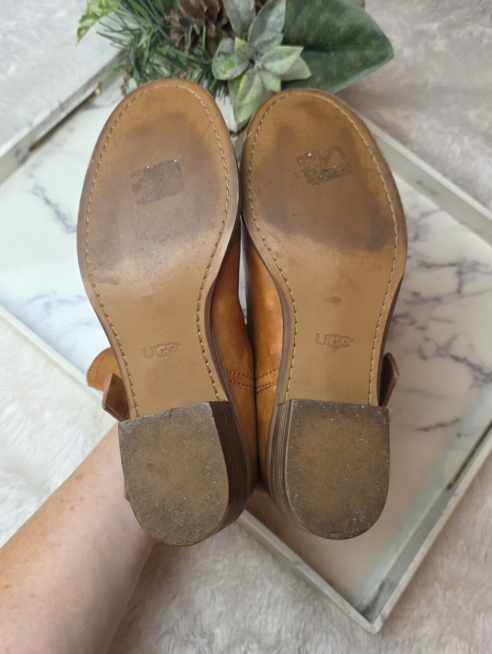 UGG Elora Brown Leather Ankle Boots Size 8.5 Western Boho Festival